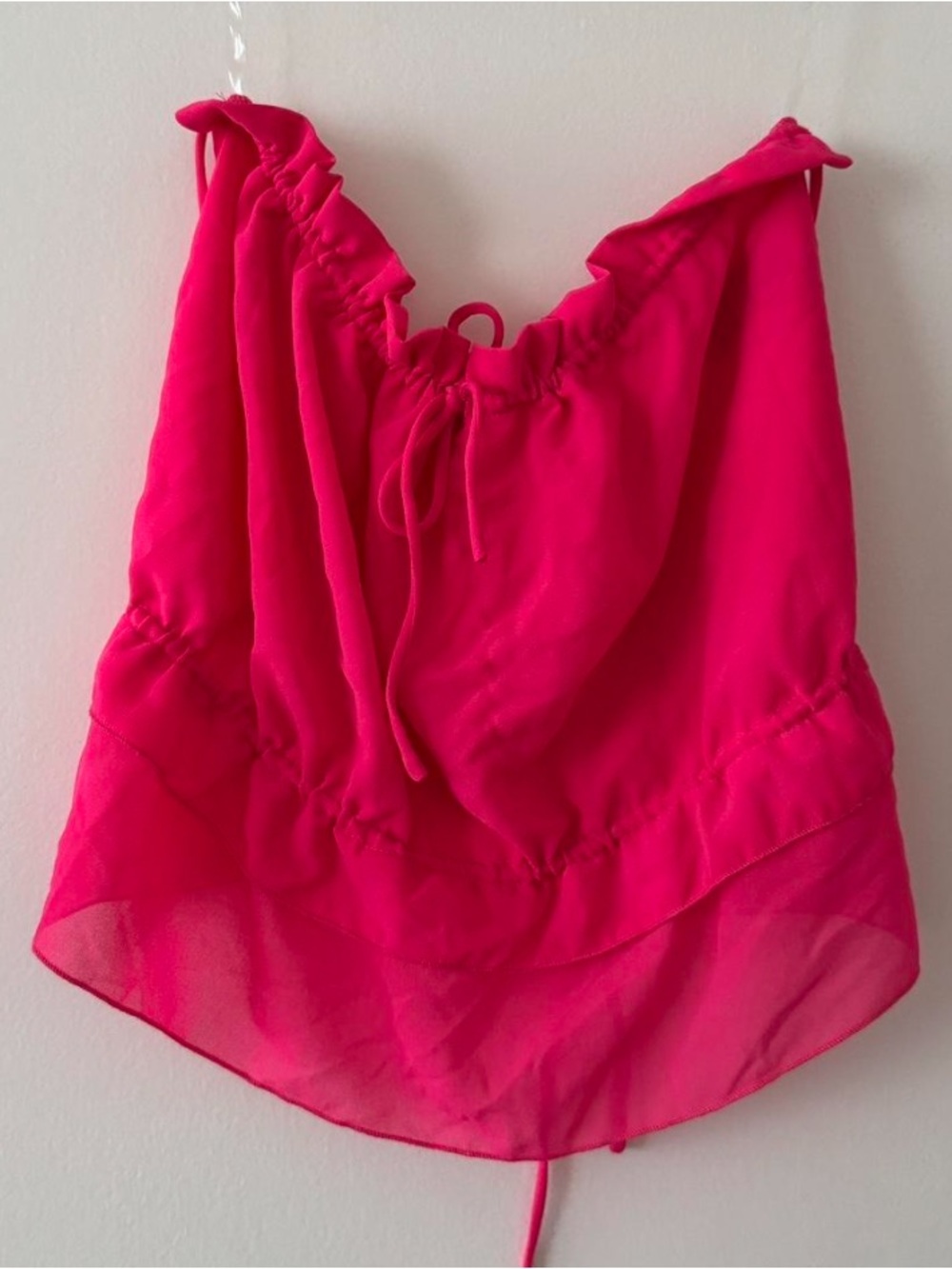 Peppermayo hot pink tie back ruffle top